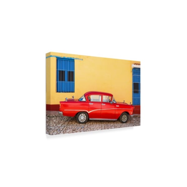Philippe Hugonnard 'Red Classic Car In Trinidad' Canvas Art,30x47